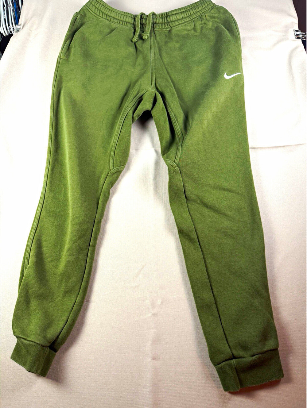 Nike Men’s Green Fleece Jogger Pants M Regular Cotton Blend Drawstring Logo